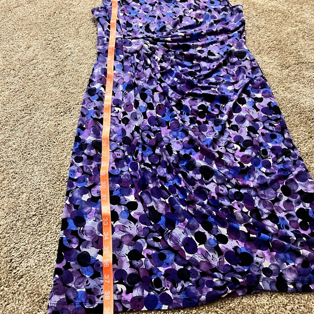Dressbarn Purple Print Sheath Ruched Dress - Picture 7 of 8